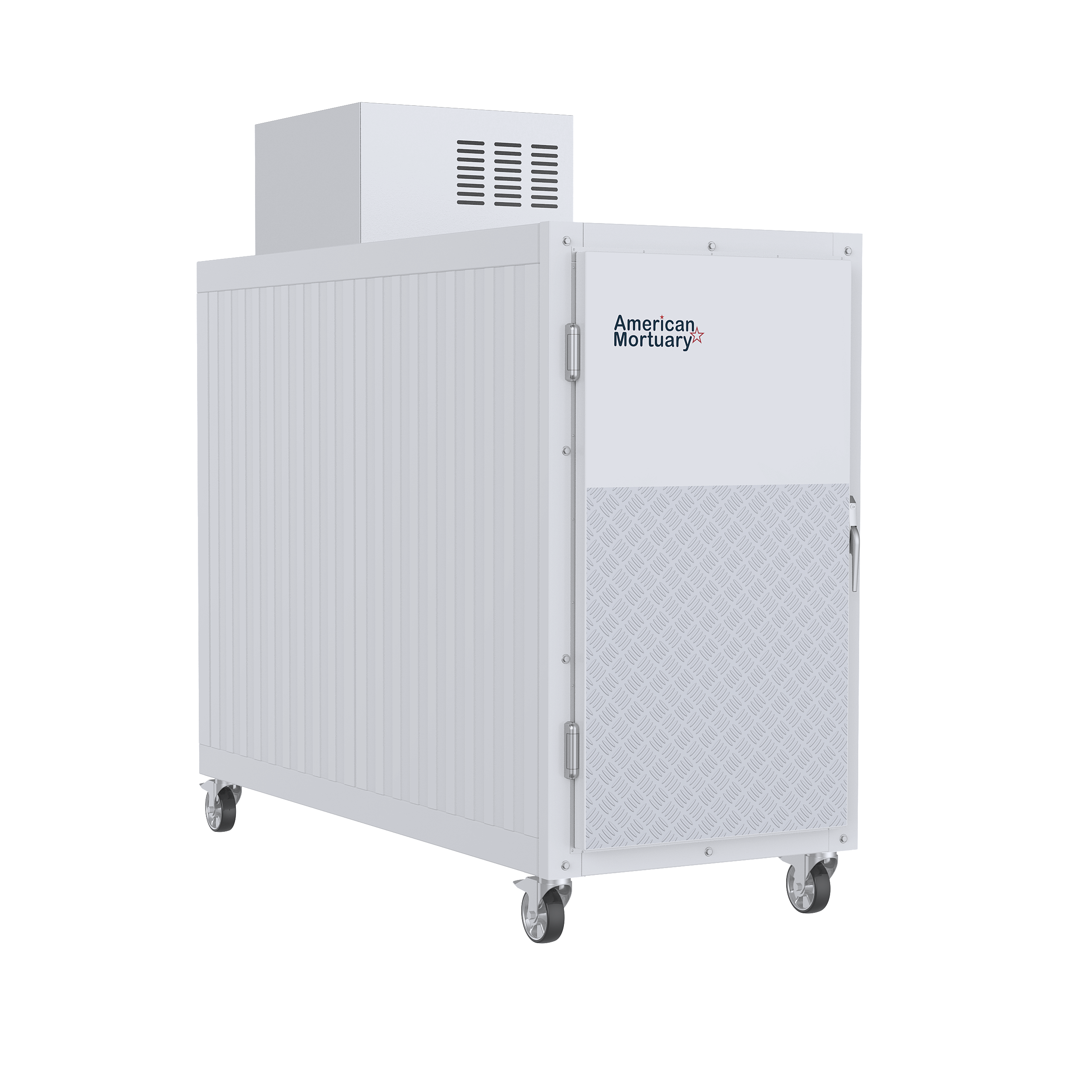 A VIEW OF THE USA-MADE PLAQUE ON THE MODEL 2000-03BS FUNERAL HOME COOLER, REINFORCING ITS QUALITY
