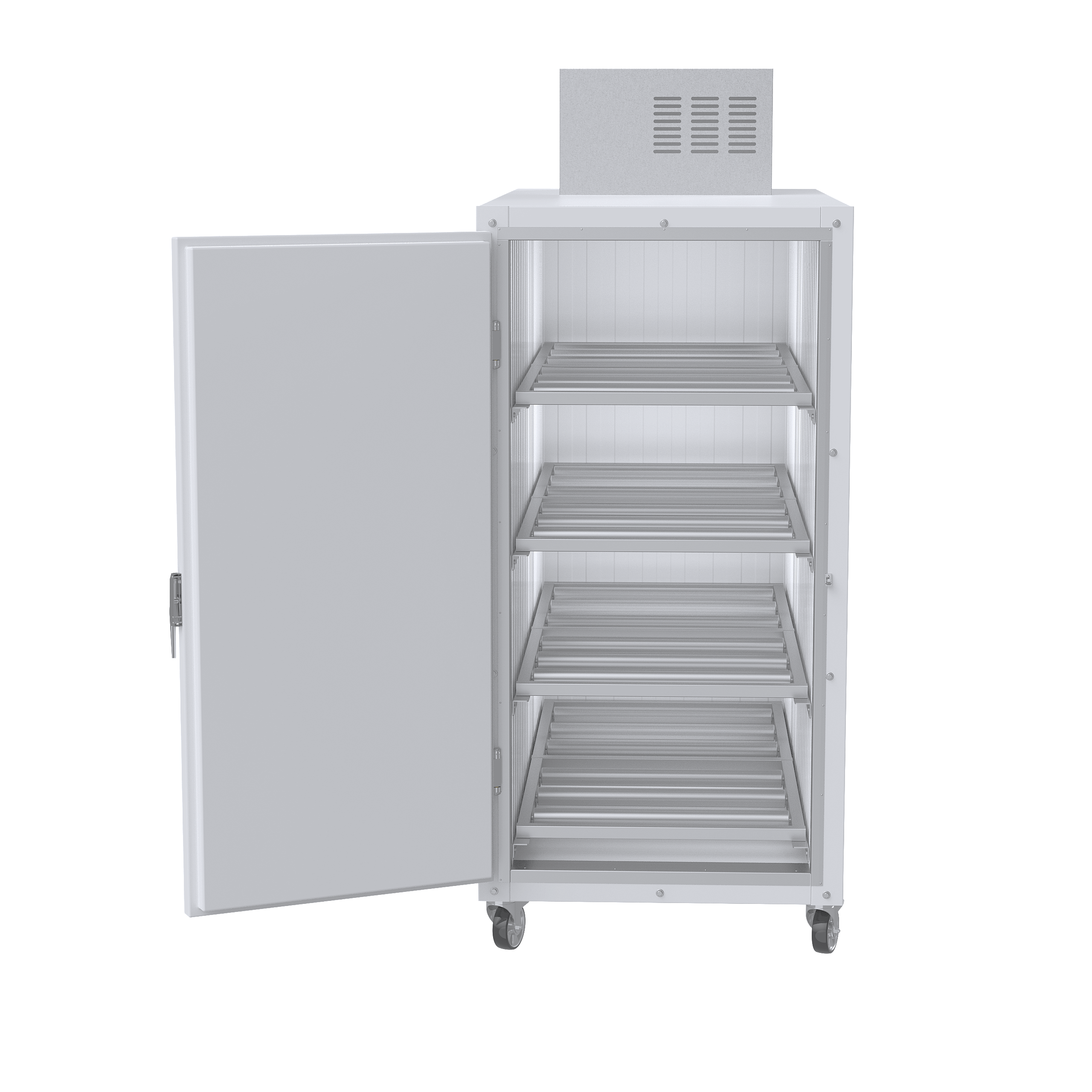 4-body upright mortuary cooler with stainless steel construction