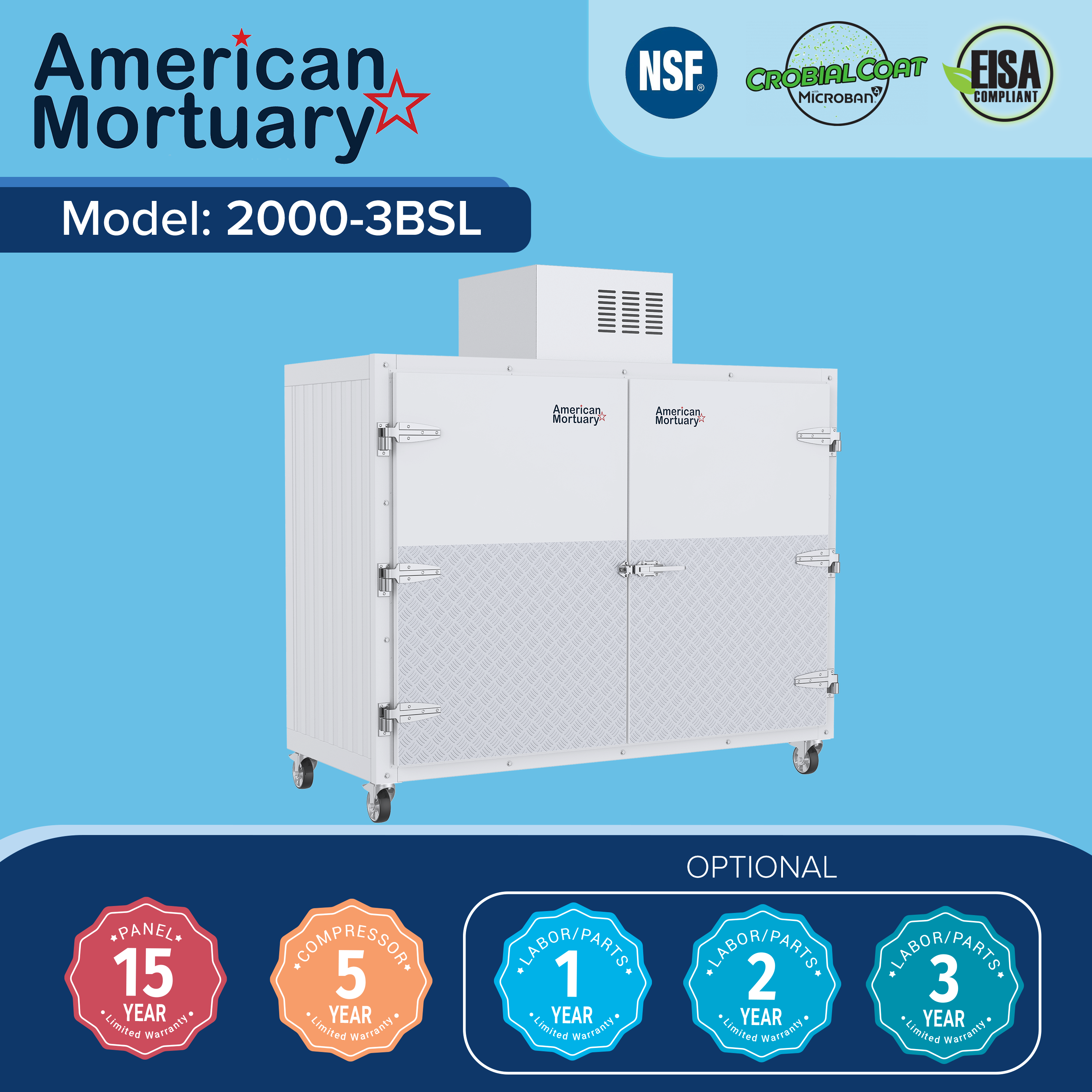 3 Body XL side loading mortuary cooler by Mortuary Cooler Authority