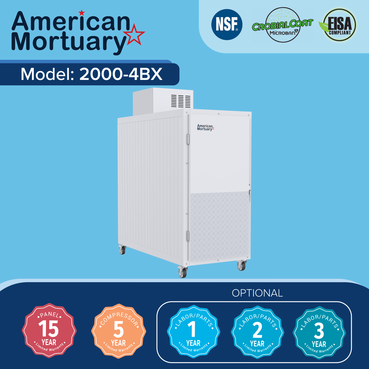 Model 4BX Upright Mortuary Cooler — Authority - Built, American - Made Reliability - 2000 - 4BX - C - American Mortuary Coolers & Equipments