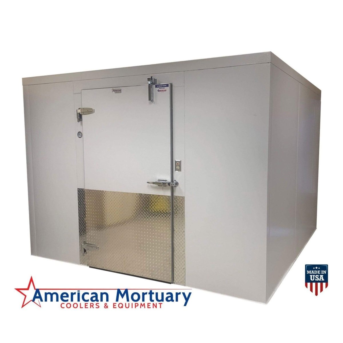 Mortuary Cooler Authority 12 x 12 morgue cooler with roll-in racks